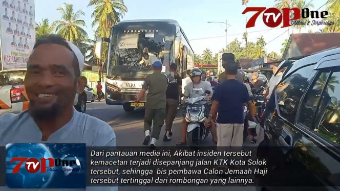 
 Menuju Padang, Bis Pembawa Calon Jemaah Haji Alami Insiden di Kota Solok